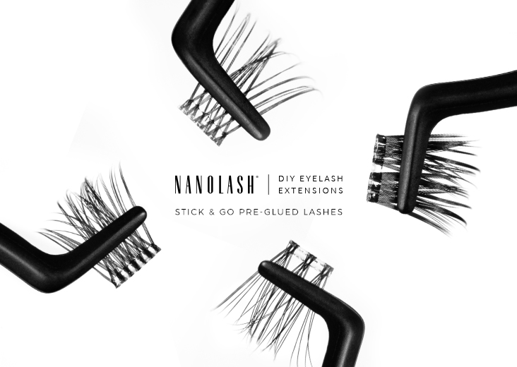 grappes de cils avec de la colle transparente nanolash